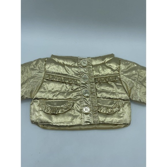 Build A Bear Shinny Gold Ruffle Jacket Puffer Coat Teddy Bear Clothes Accessory - Picture 2 of 4